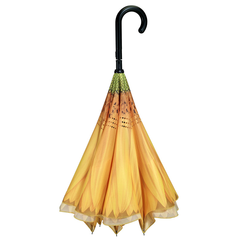 Galleria Reverse Close Stick Umbrella Sunflower-Art on both sides
