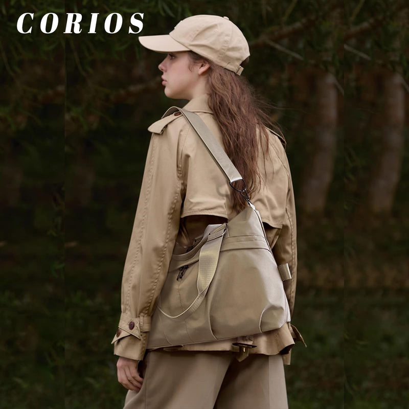 Sport Duffel Bag for Women Travel Duffel Bag Ultra-Light Weekend Shoulder Bag Overnight Bag Large Gym Tote Bag Hospital Bag Carry On Luggage Crossbody Bag for Sport Gym Travel Khaki