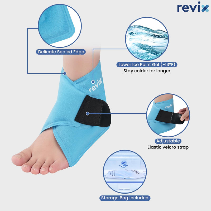 [Australia] - REVIX Ankle Ice Pack Wrap – Reusable Gel Cold Compression for Foot Discomfort, Ice Wrap for Feet Swelling and Recovery, Plantar Fasciitis, Achilles Tendonitis, and Sprained Ankles 1 Pack 1.0 