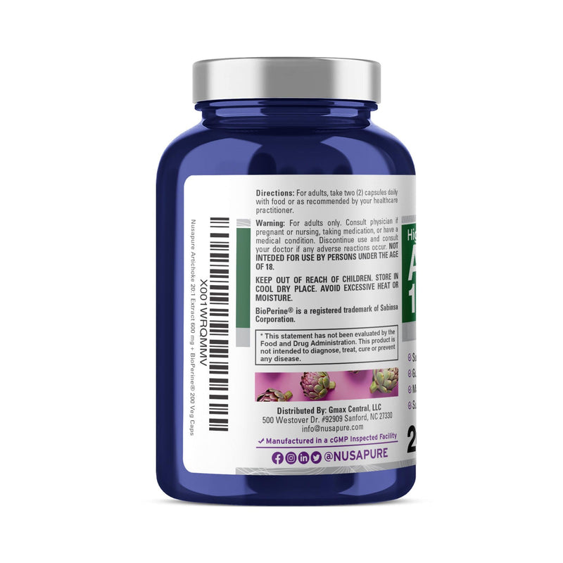 [Australia] - NusaPure Artichoke Extract 12000mg 200 Veggie caps (Non-GMO, Gluten Free, Extract 20:1) 