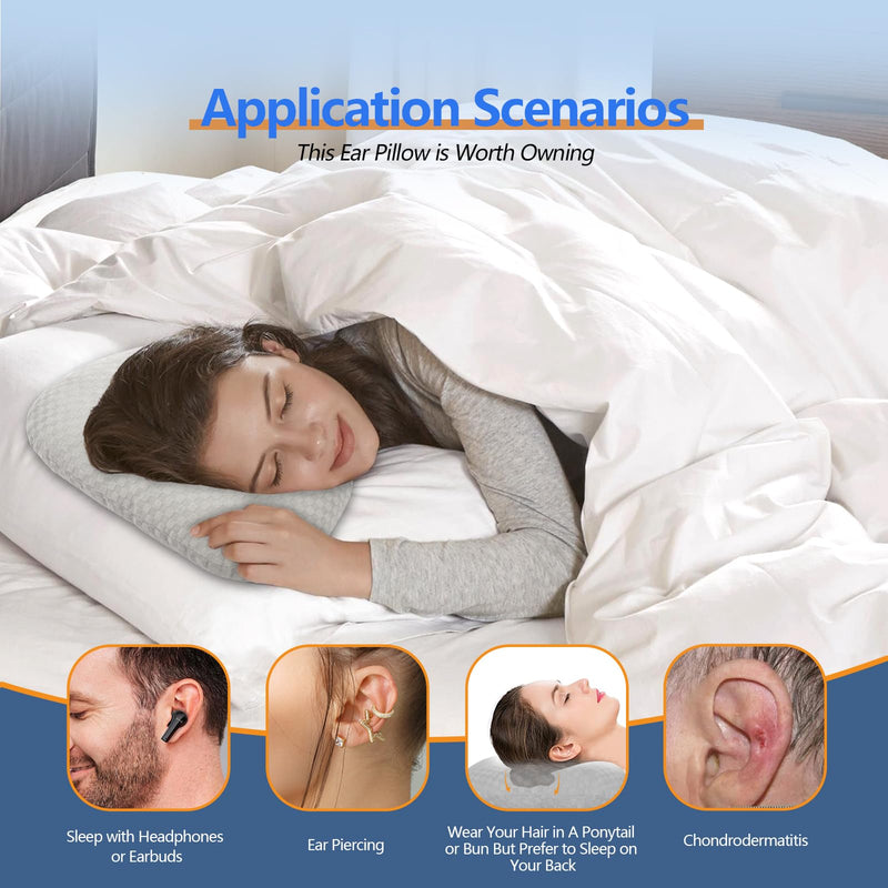 [Australia] - Ear Piercing Pillow with an Hole for CNH and Ear Pain Inflammation Pressure Sores for Side Sleepers, Cotton and Polyester Side Sleeper Pillow, Washable and Adjustable Ear Guard Pillow, Gray 17.3"x12.6"x2" 