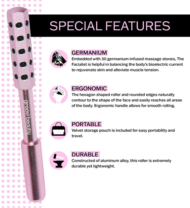 Face Roller Massaging Stones Uplift Skin, Promote Lymphatic draining, Reduces fine Lines & Wrinkles, de-Puffs The Skin & Reduces Facial Muscle Tension | No Batteries