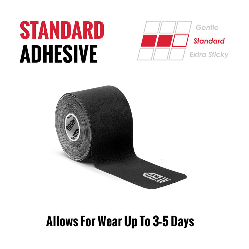 RockTape Go Standard Adhesive Pre-Cut Kinesiology Tape (Black) Black