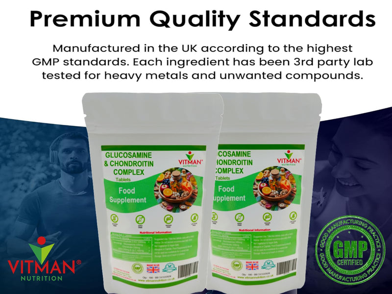 Glucosamine & Chondroitin High Strength Complex - with MSM & Vitamin C - 180 Anti inflammatory Tablets - Joint & Bone Care Support - Pain Relief Tablets (180)