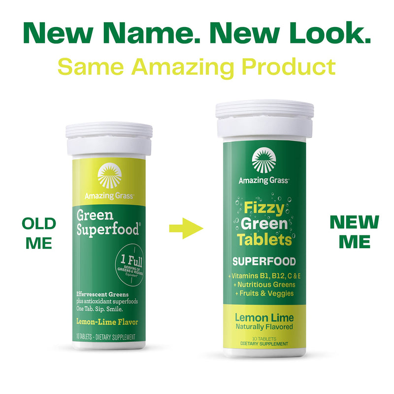 [Australia] - Amazing Grass Fizzy Green Tablets Superfood Lemon Lime: Green Superfood Water Flavoring Tablet with Antioxidants & Alkalizing Greens, 60 Count (Packaging May Vary) Superfood Lemon-Lime 10 Count (Pack of 6) 