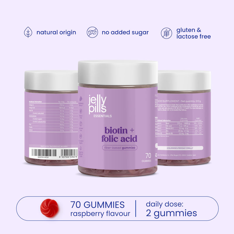 Jelly Pills Beauty Gummies with 500 mg Collagen, 50 mg Resveratrol, Hyaluronic Acid, Coenzyme Q10, Vitamin C & E - 60 Gummies - No Added Sugar - Strawberry Flavour
