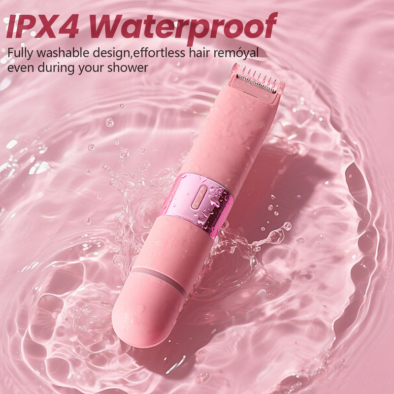 Bikini Trimmer for Women, 2-in-1 Waterproof Dual Head Shaver, Electric Razors for Women (Pink) Pink