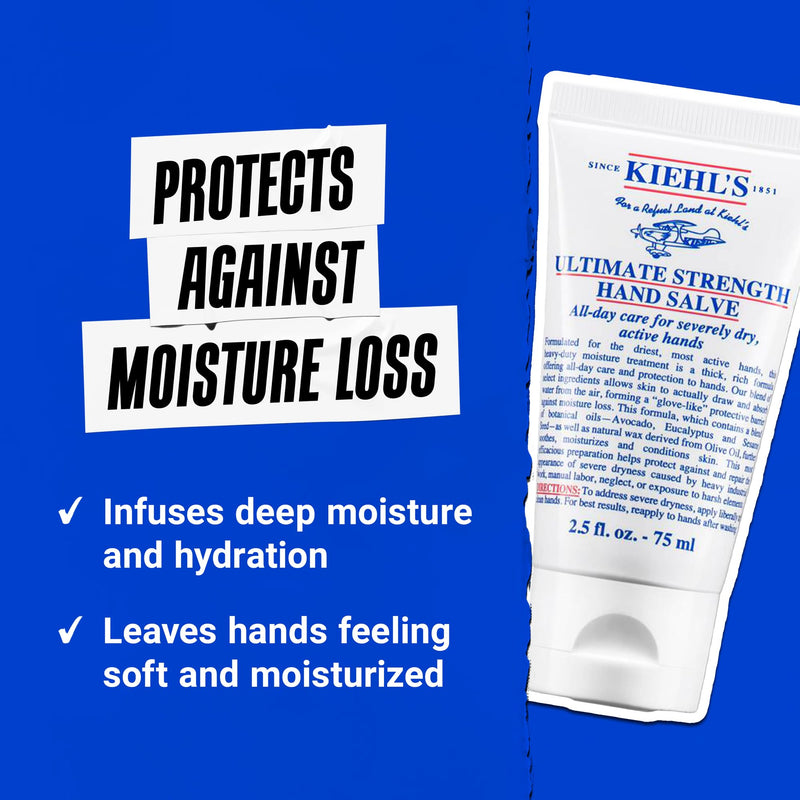 Kiehl's - Ultimate Strength Hand Salve, Deeply Hydrating Hand Lotion | Hand Lotion for Intense Moisture - With Thick and Rich Formula - Protects and Repairs Dry Skin 2.5 Fl Oz / 75 ml