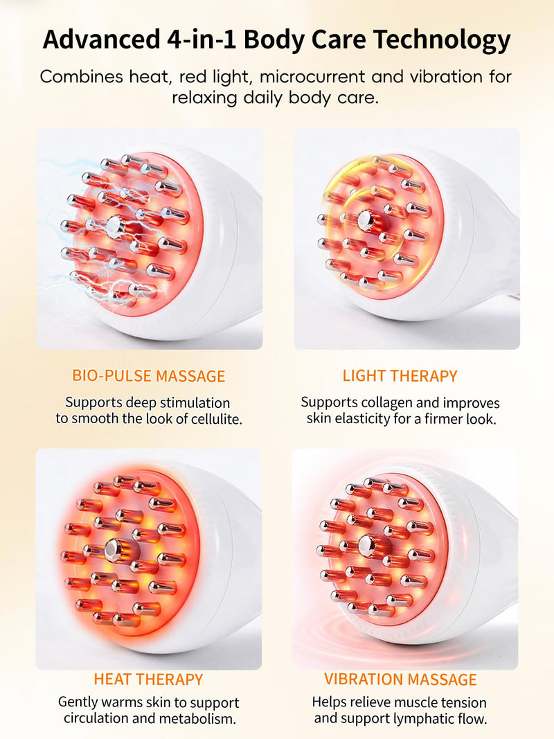 Lymphatic Drainage Massager for Body & Legs – Electric Handheld Body Massager with 12 Levels & Multi-Mode Massage, Helps Support Circulation, Smooth the Look of Cellulite & Relax Muscles-White