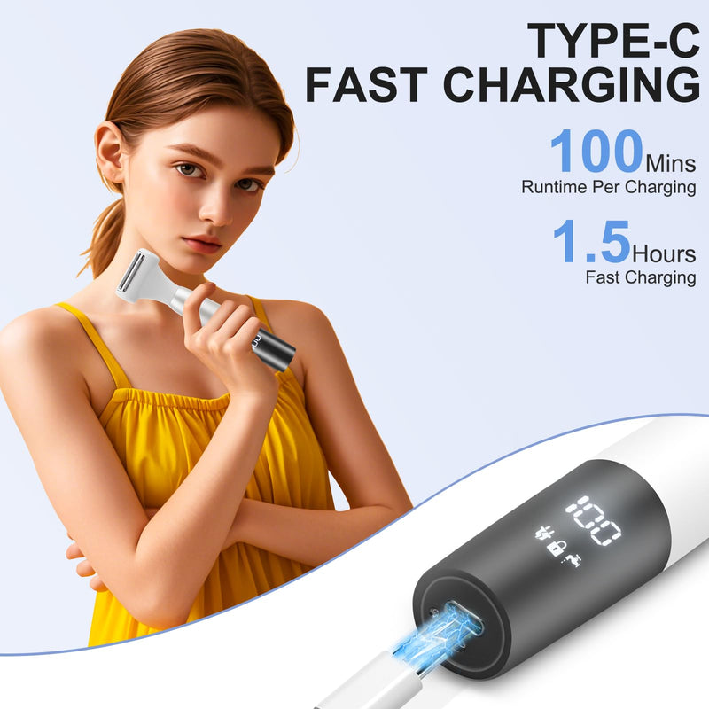 [Australia] - 5 in 1 Bikini Trimmer for Women - Electric Razors for Women, Cordless Rechargeable Electric Shaver, IPX7 Waterproof Wet Dry Lady Body Hair Remover for Face Nose Eyebrow Arm Leg Pubic Armpit Bikini 