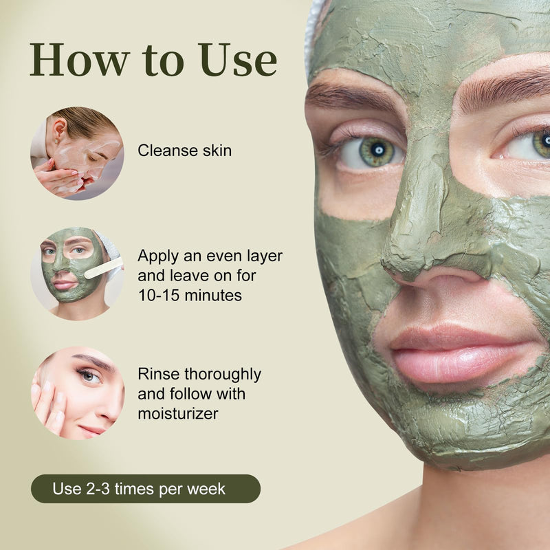 Green Tea Clay Mask, Clay Masks Deep Pore Cleansing, Wash-Off Mask with Hyaluronic Acid, Zinc PCA, Allantoin & Vitamin E, Hydrating Skincare for Oily Skin, Blackheads 3.53 fl.oz