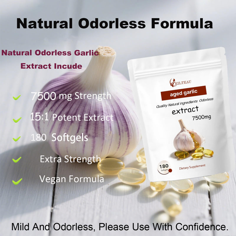 [Australia] - Aged Garlic Extract - 7500mg Odorless - 180 Softgels | Non-GMO, Gluten-Free | Supports Immune Health (1) 1 