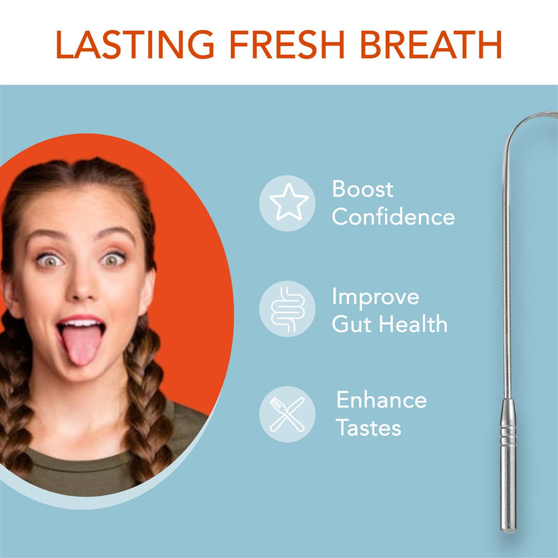 [Australia] - Tongue Scraper 100% Stainless Steel ‚Ä¢ Premium Tongue Cleaner ‚Ä¢ Improve Oral Health ‚Ä¢ Freshen Breath (1 Count) 1 Count 