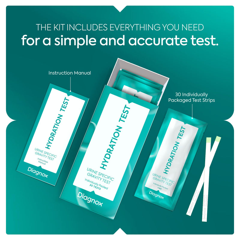 [Australia] - DIAGNOX Hydration Urine Test Strips - Urine Specific Gravity Test Strips for Accurate Hydration Monitoring - Individually Packaged and Clinical Grade [30 Tests] 