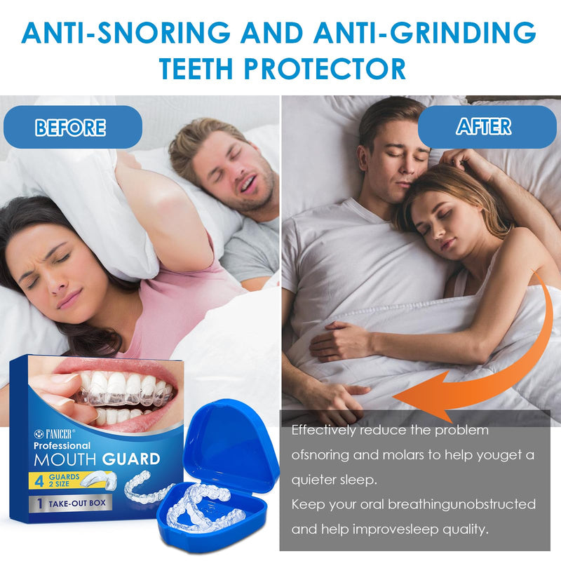 [Australia] - Pack of 4 dental splints for nighttime teeth grinding, bite splint to stop bruxism, improves sleep, transparent braces, against bruxism and teeth grinding No 