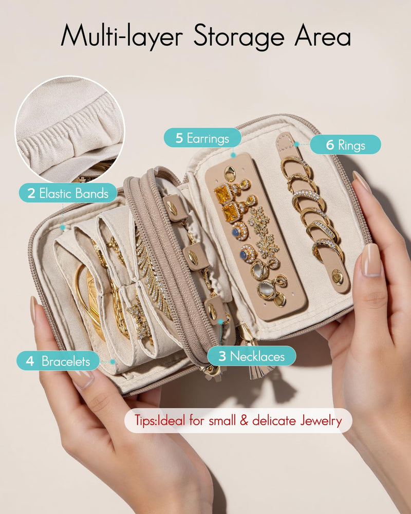 VLANDO Travel Jewelry Case Makeup Bag for Women