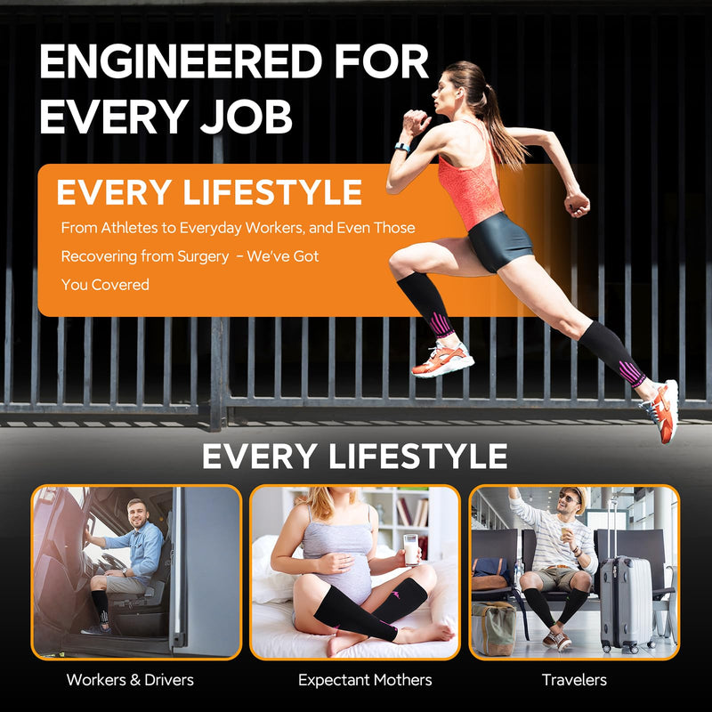 NEWZILL Compression Calf Sleeves (20-30mmHg) for Men & Women Perfect Option to Compression Socks for Running Travel Nursing [3-pairs] White/Pink/Green L/XL (see Size Chart)