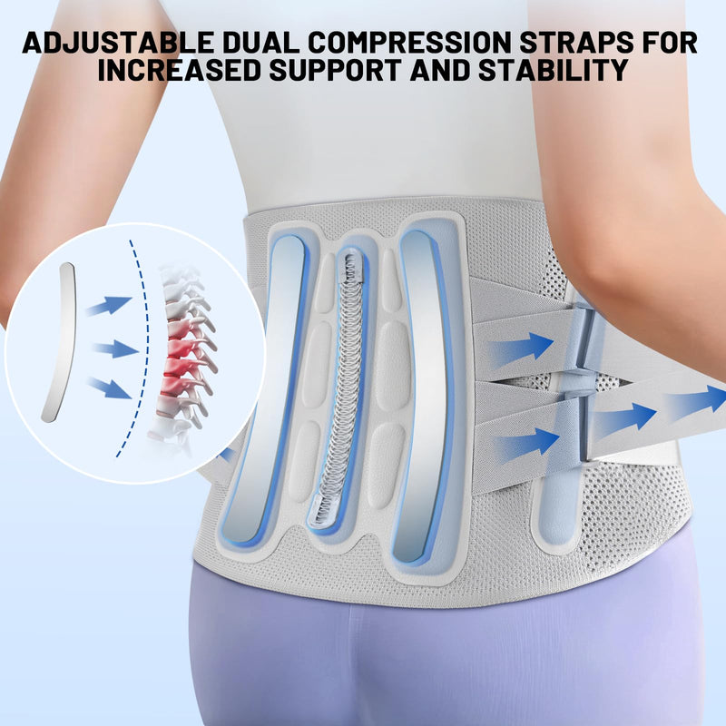 [Australia] - Adjustable Back Brace-Size S (Belly 23.6-29.5 in), 360°Support with 4 Steel Stays & Spring,Removable Triangle Pad,Ideal for Office,Gym,and Driving for Men/Women. Small 