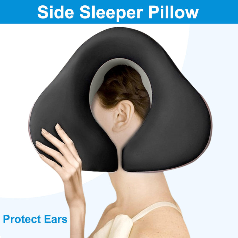 [Australia] - Massage Head Rest For Bed at Home, Bed Massage Head Holder, Face Down Pillow For Sleeping, Massage Table Headrest, Face Cradle, Post-Eye Surgery Recovery, Bamboo Charcoal Memory Foam Pillow Grey 