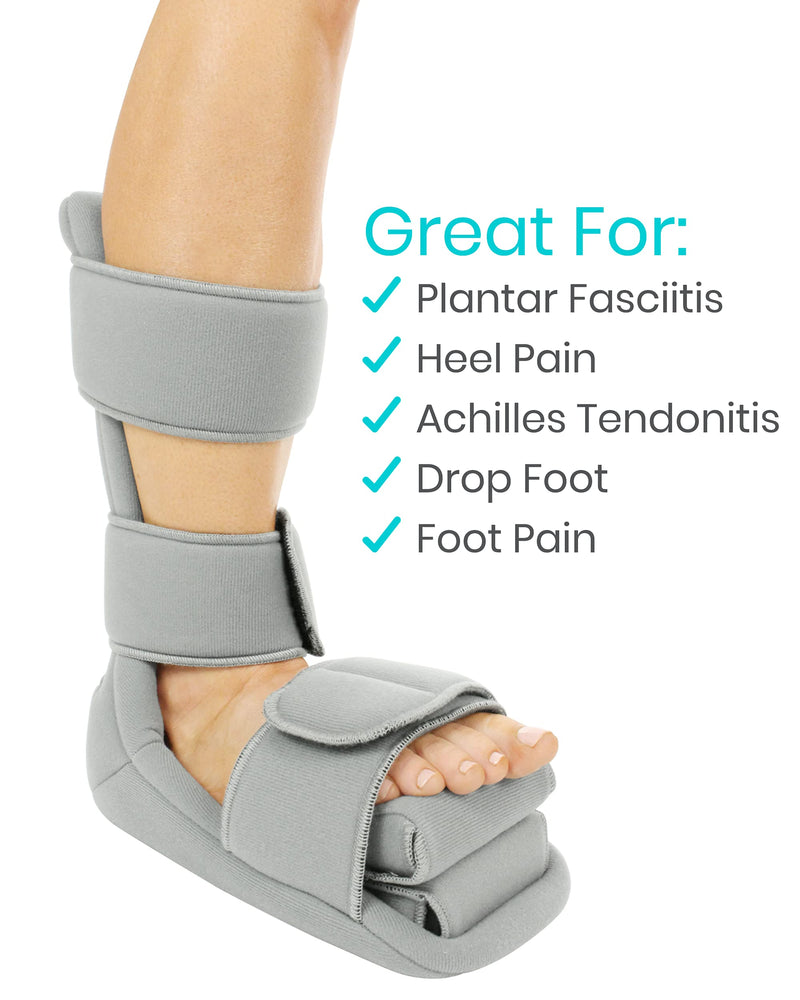 [Australia] - Vive Plantar Fasciitis Night Splint Plus Trigger Point Stretch Wedges - Soft Leg Brace Support, Orthopedic Sleeping Immobilizer Stretch Boot (Large: Men's: 8.5-11, Women's: 10-12) Gray Large 