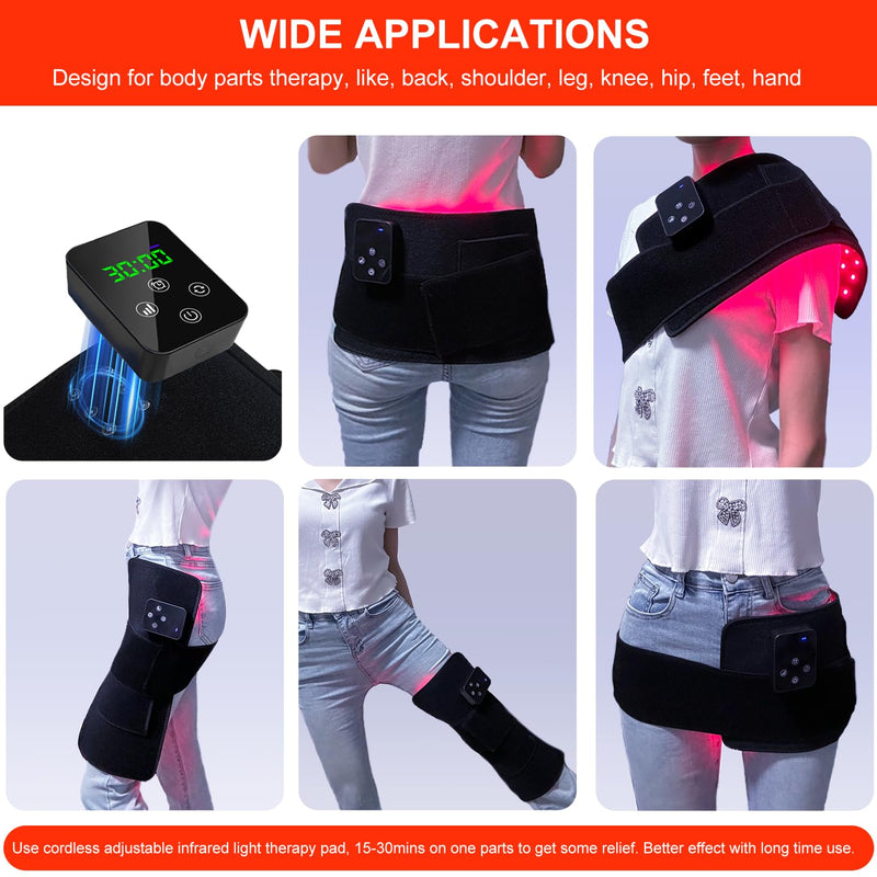 [Australia] - Red Light Therapy, Cordless Infrared Therapy Pad for Back Knee Leg Pain Relief, Portable 660nm 850nm Wireless Red Infrared Light Therapy Wrap Belt with Rechargeable Controller Gift for Women Men 
