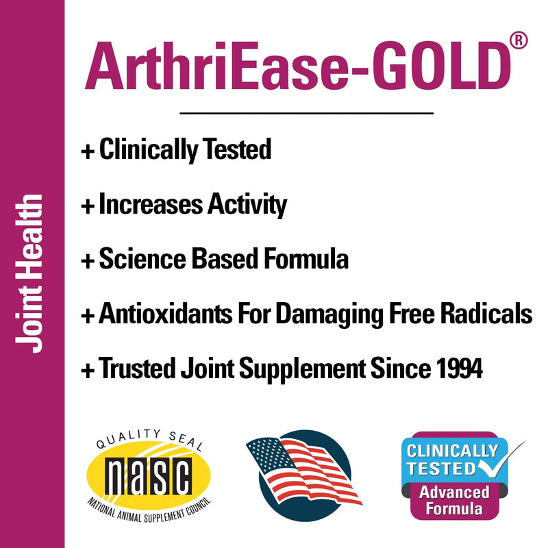 Vet Classics ArthriEASE-Gold Advanced Joint Support for Dogs, Cats, – Supports Pet Flexibility, Discomfort – Helps Improve Dog Joint Movement, Cat Cartilage Health - Includes Antioxidants – 120 Ct. 120 Soft Chews - PawsPlanet Australia