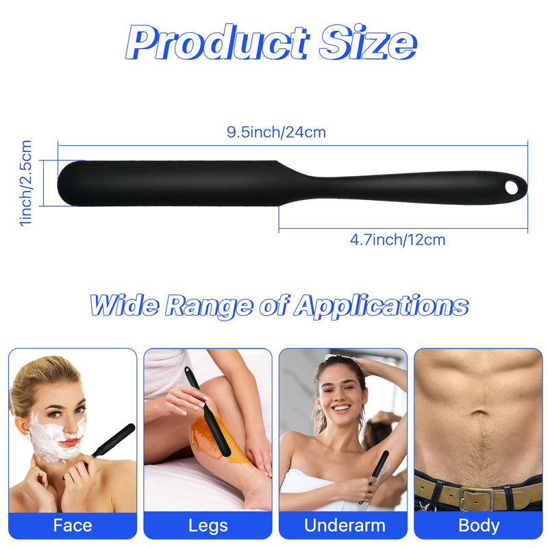 [Australia] - 10 Pcs Non-Stick Wax Spatulas, Large Silicone Sticks Reusable Hair Removal Applicator Makeup Scraper for Home Salon Body Use Black 