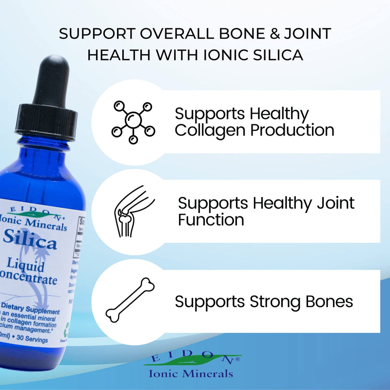 [Australia] - Eidon Ionic Minerals Liquid Silica Mineral Concentrate - Silica Supplement for Hair, Skin & Nails, Drops to Support Collagen, Joint & Bone Health, Helps Manage Calcium, No Added Sugar - 2 oz Unflavored 2 Ounce (Pack of 1) 