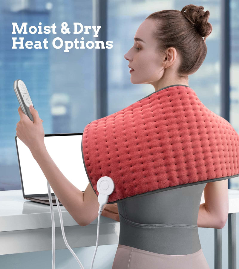 [Australia] - Heating pad for Back, Neck, Shoulder, Cramps and Leg Pain Relief, Heat pads Christmas Gifts for Women, Men, Mom, Dad, Auto-Off,Machine Washable,Moist Dry Heat Options,Extra Large 12"x24" Orange 12*24 Inch 