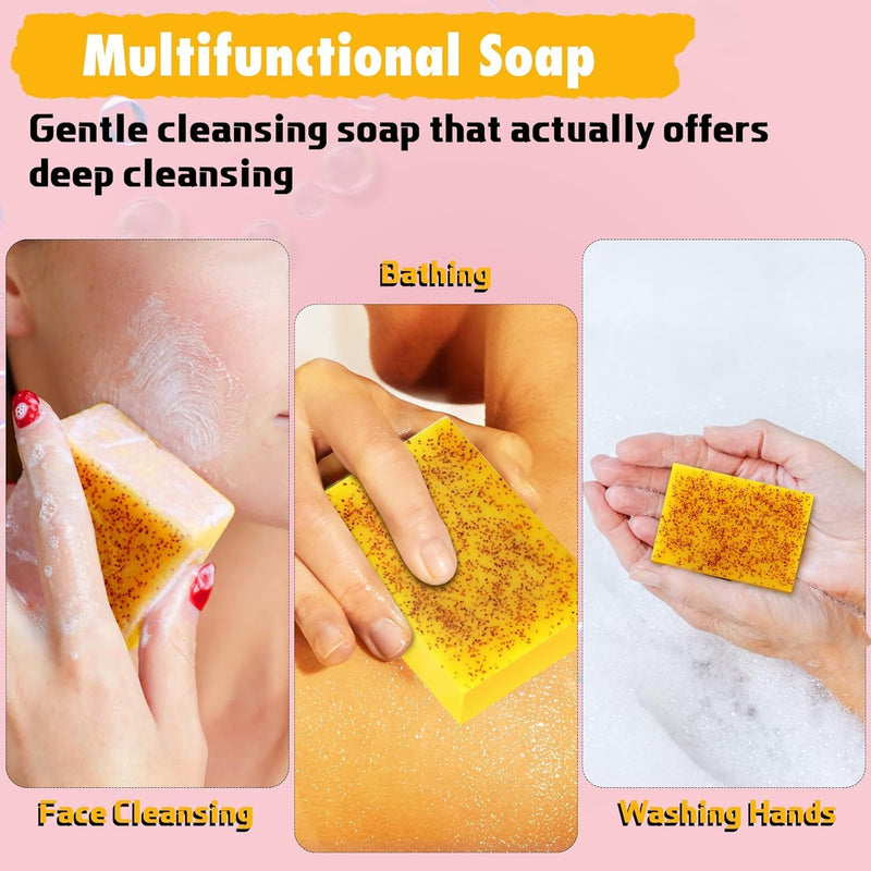 Lemon Turmeric Soap, Turmeric Soap Bar with Vitamin C for Face, Body Hands