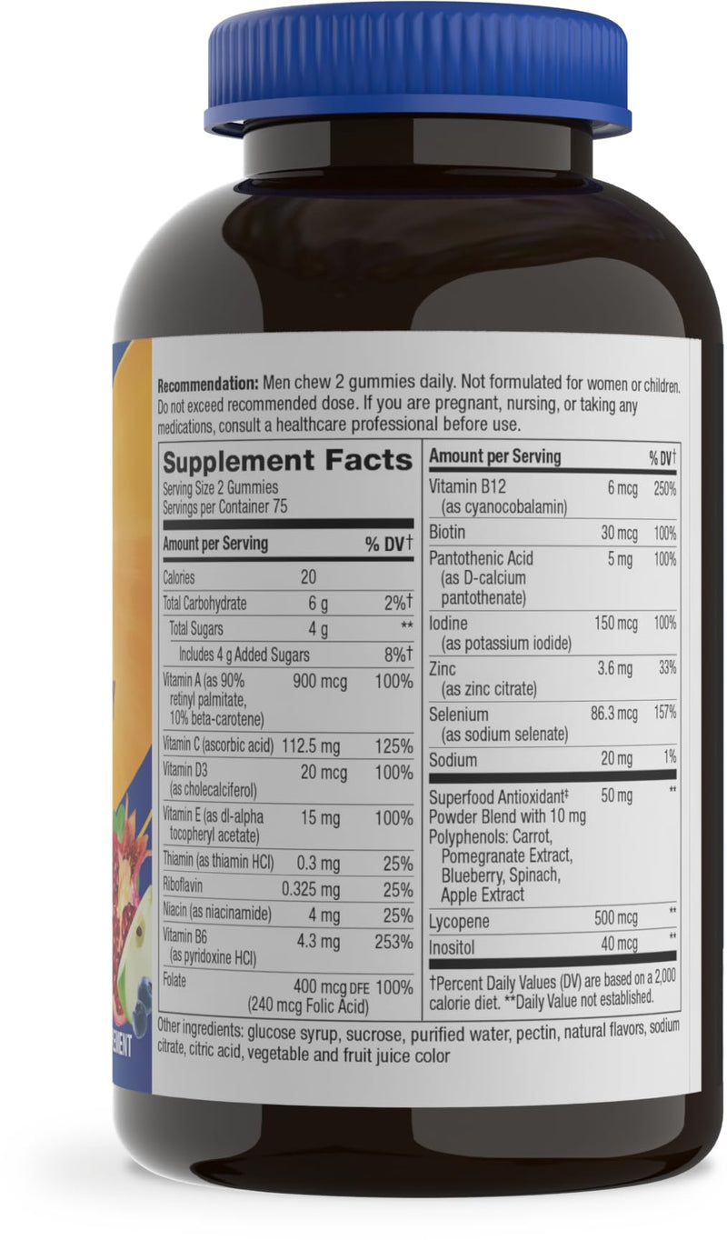 Nature's Way Alive! Men’s Multivitamin Gummy, Vitamin A, C, D3, Zinc,150 ct | Daily Vitamin Gummies for Men, Supports Cellular Energy Metabolism, Immune Health, Muscle Function*, Vegetarian 150 Count (Pack of 1)