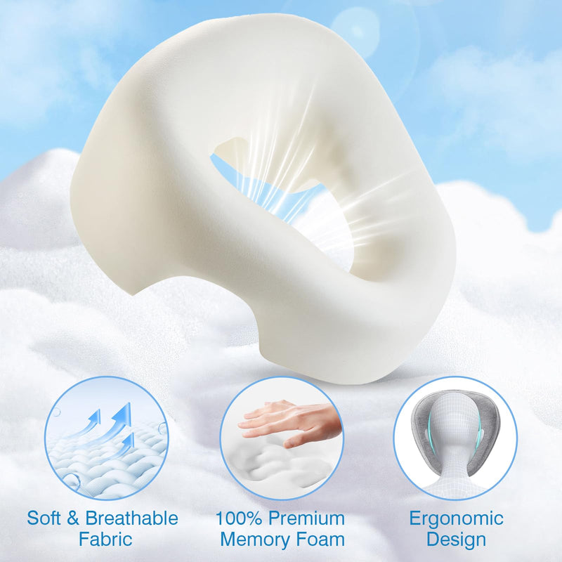[Australia] - Face Down Pillow for Bed, Massage Headrest Face Pillow After Eye Surgery, Memory Post-Eye Recovery or Beach Tanning, Prone Sleepers with Breathable Design, Removable Grey Cover(Light Gray) Light Gray 