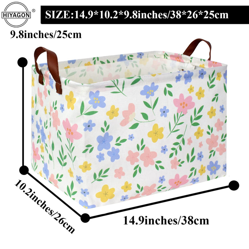 [Australia] - HIYAGON Kids Storage Basket Baby Girl Basket Gift Baskets Empty Cute Toy Storage Bin Organizer Box Rectangular Bedroom Decor Books(Flower) Flower 