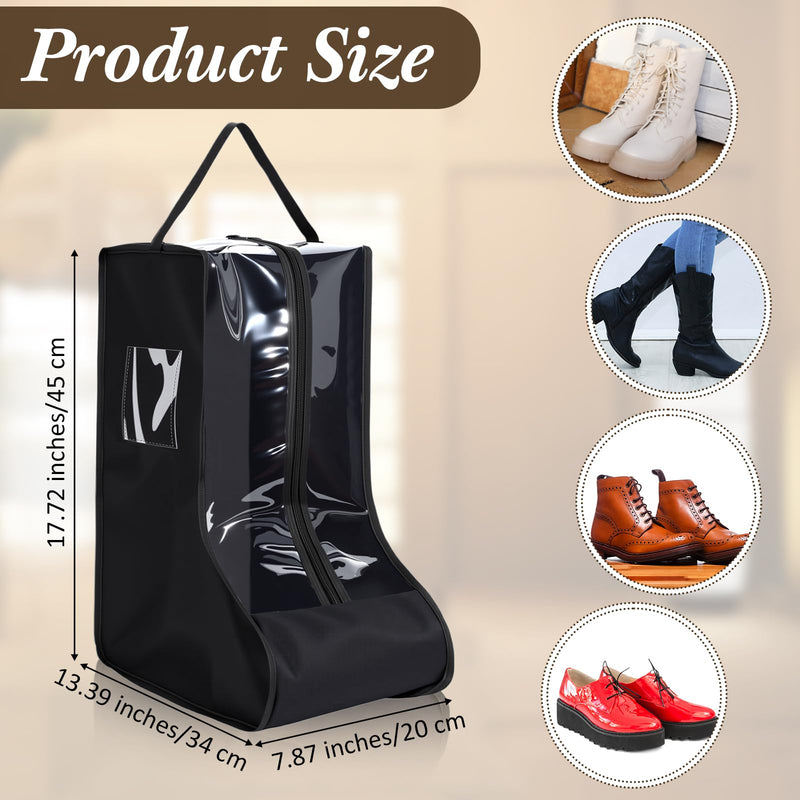 Sanwuta 4 Pcs Black Portable Boots Bag for Cowboy Boots Tall Boot Storage Bags Portable Waterproof Protector Tools for Travel and Daily Wardrobe Shoe Cabinet and Other Home
