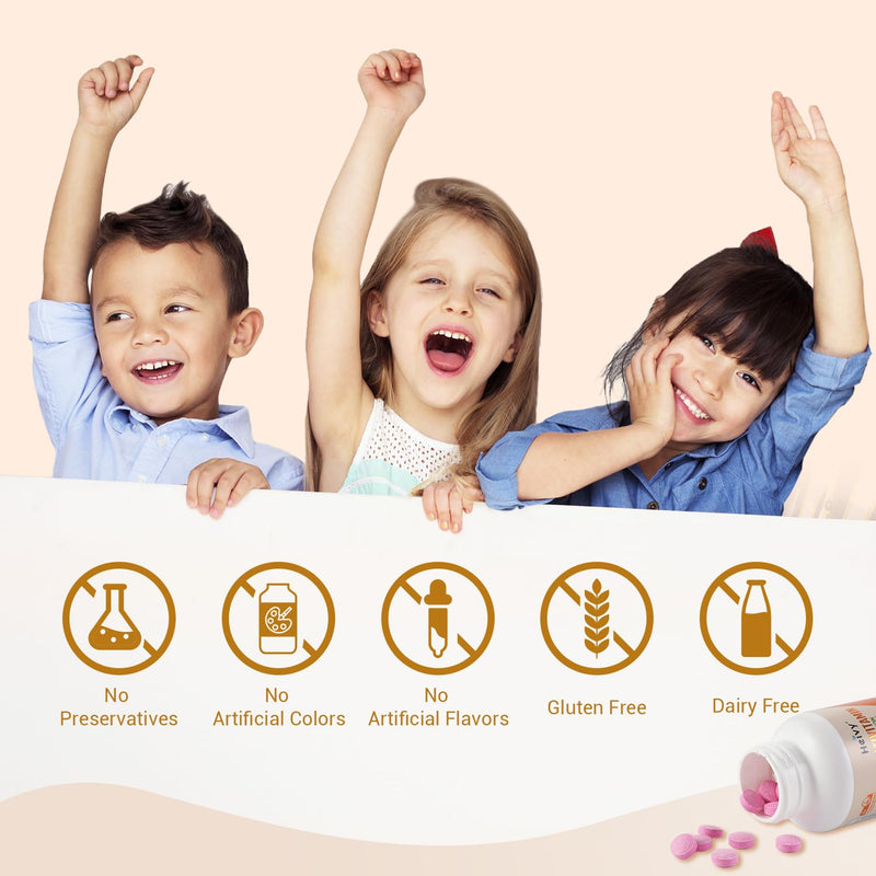 [Australia] - New Children Multivitamin Chewable - 120 Tablets for Bone, Eye, and Vitamin Health - Supports Growth and Development with Vitamin D3, C & B-Complex 