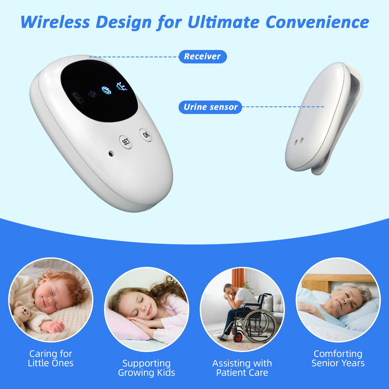 [Australia] - Wireless Bedwetting Alarm-Bed Wetting Alarm for Kids and Elderly, Sound Mode, and Strong Vibration, Pee Alarm, Bedwetting Solutions, Night Time Potty Training for Kids 