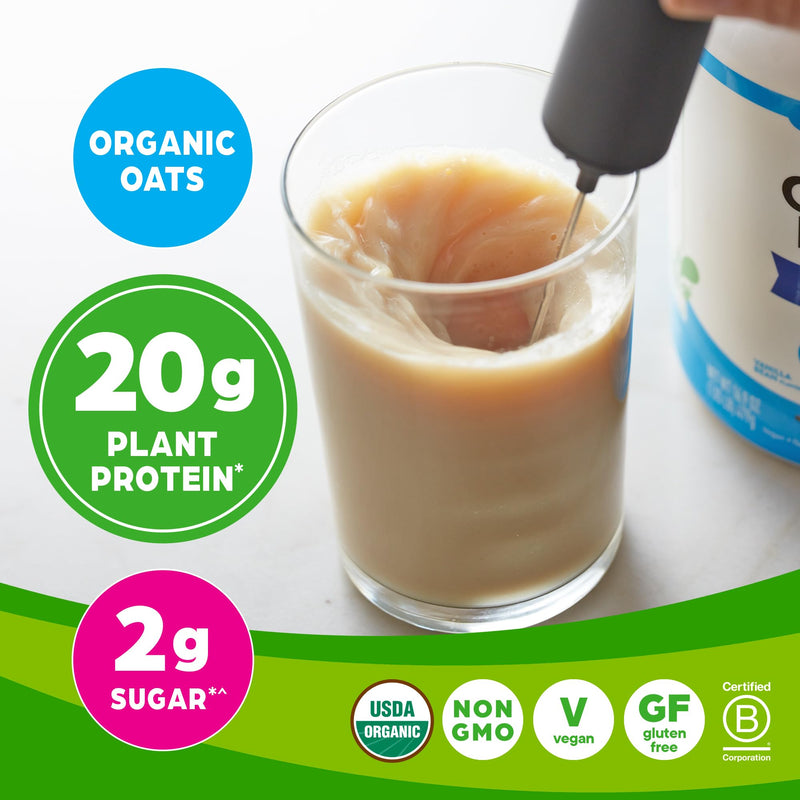 [Australia] - Orgain Organic Vegan Protein Powder + Oat Milk, Vanilla Bean - 20g Plant Based Protein, Gluten Free, No Dairy, Soy or Lactose Ingredients, Low Sugar, Non-GMO, Kosher, For Shakes & Smoothies - 1.05lb 12 Servings (Pack of 1) 