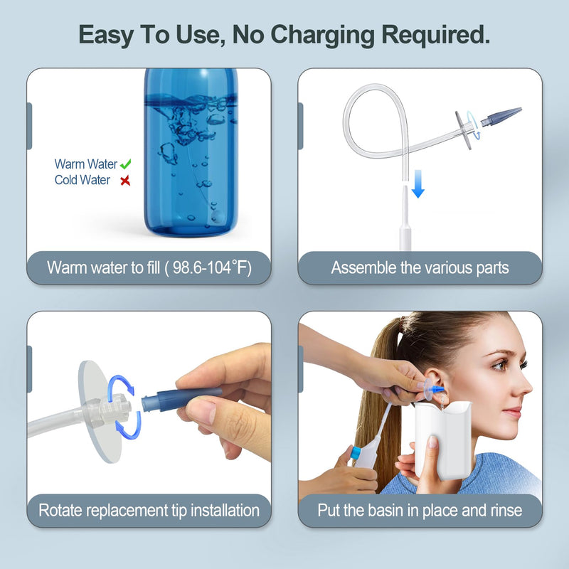 [Australia] - Ear Wax Removal Kit, Ear Cleaning Kits Manual Safe Ear Irrigation Flushing System, Effective Ear Cleaner Earwax Removal Kit, Ear Wax Removal Tool with Ear Basin and 10 Ear Tips 