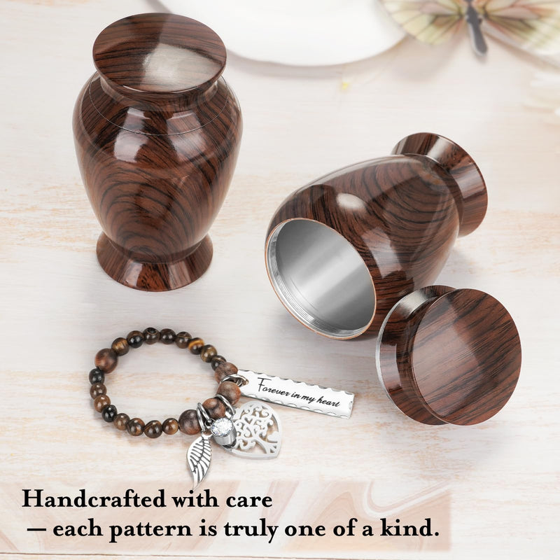 [Australia] - Dletay Small Urns for Human Ashes Keepsake 2.85 Inch Memorial Mini Cremation Urn for Women Men Aluminum Decorative Funeral Urns - Walnut Brown 
