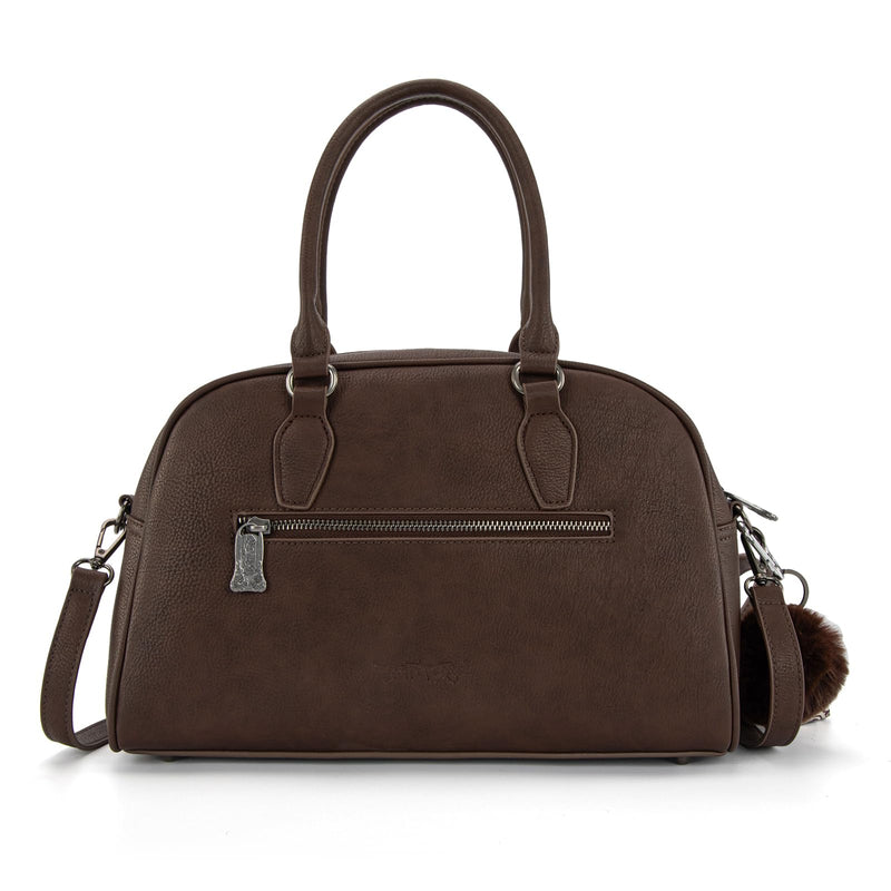 Mini Duffel Bag for Women Hair-on Cowhide Crossbody Bag Coffee