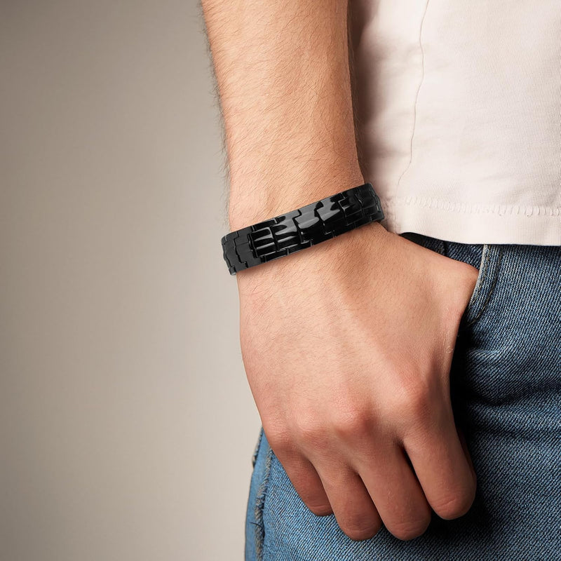 [Australia] - MagEnergy Mens Copper Magnetic Bracelets, 99.9% Pure Copper Bracelet with Double-Row Strength Magnets, Adjustable Jewelry with Sizing Tool Black 