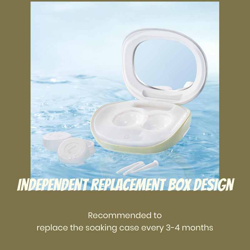 [Australia] - MV7 Ultrasonic Contact Lens Cleaner Machine with Timer Display, Big Mirror & USB Charger, Fit Disposal Soft Lens, Colored Contact Lens, RGP Lens and OK Lens (Pearl White) Pearl White 