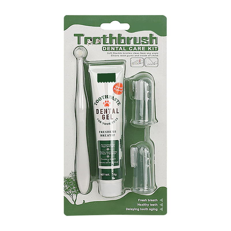 Pet Dog Tooth Brushing Kit - Dog Finger Toothbrush, 360° Toothbrush & Beef Flavor Toothpaste for Dogs Puppy Cats Teeth Oral Cleaning, Fresh Breath, Reduces Plaque & Tartar Buildup Dental Care Kit - PawsPlanet Australia