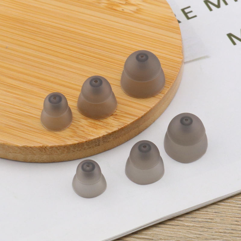 EMSea 6 Pairs Black Hearing Aid Domes Soft Silicone Double Layer Audiphone Ear Tips Replacements Earbud Audiphone Closed Domes Small & Medium & Large