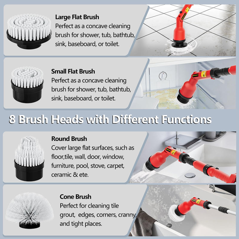 Replaceable Brush Heads Set, 9 Pack Brush Heads for Electric Spin Scrubber, Brush Heads for Uniqwamo Battery Powered Scrubber, Electric Shower Scrubber for Cleaning Bathroom, Kitchen, Car