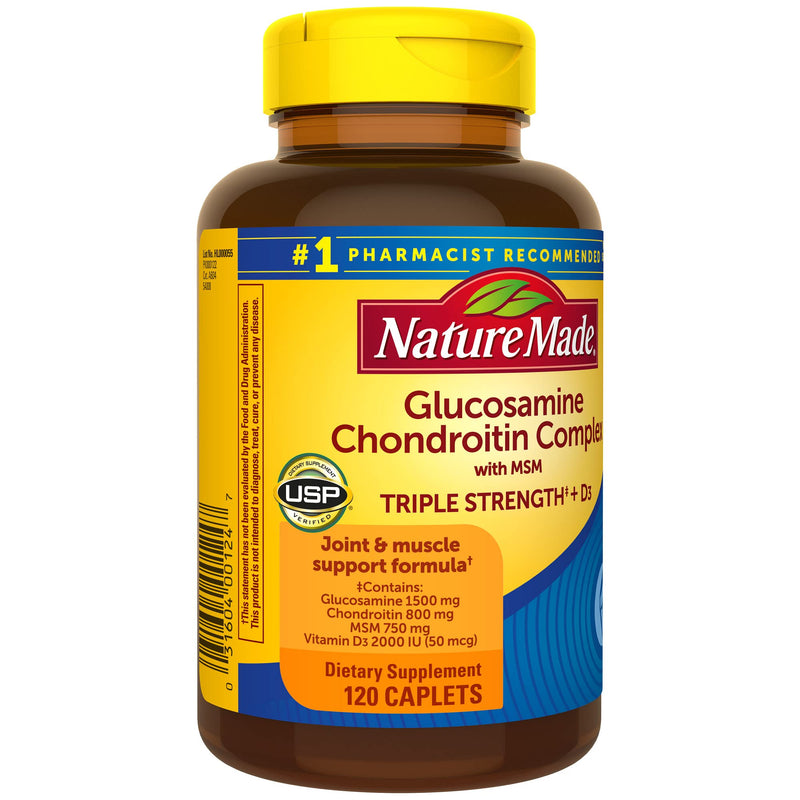 [Australia] - Nature Made Glucosamine Chondroitin Complex with MSM, Dietary Supplement for Joint Support, 120 Caplets, 60 Day Supply Unflavored 120 Count (Pack of 1) 