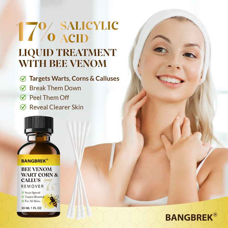 [Australia] - Bee Venom Wart Remover: 7x Fast Acting Wart Remover Freeze Off for Plantar Common Flat Wart Corn Callus Removers for Toes Feet - Maximum Strength Salicylic Acid Wart Corn Callus Removers (1 Fl Oz) 1 Fl Oz (Pack of 1) 