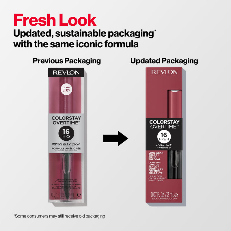 Revlon ColorStay Overtime Lipcolor, 080 Keep Blushing, 0.07 fl oz | Dual-ended liquid lipstick with clear lip gloss. Moisturizing ingredients. Won't smudge, bleed or feather. 0.07 Fl Oz (Pack of 1)