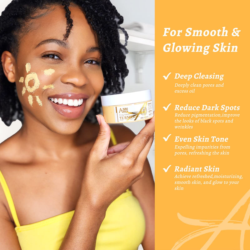 Turmeric Vitamin C Face Mask, 4.23 OZ | Deep Cleansing Clay Mask for Dull Skin, Skincare Facial Mask for Refining Pores & Controlling Oil, Smooth & Radiant Skin