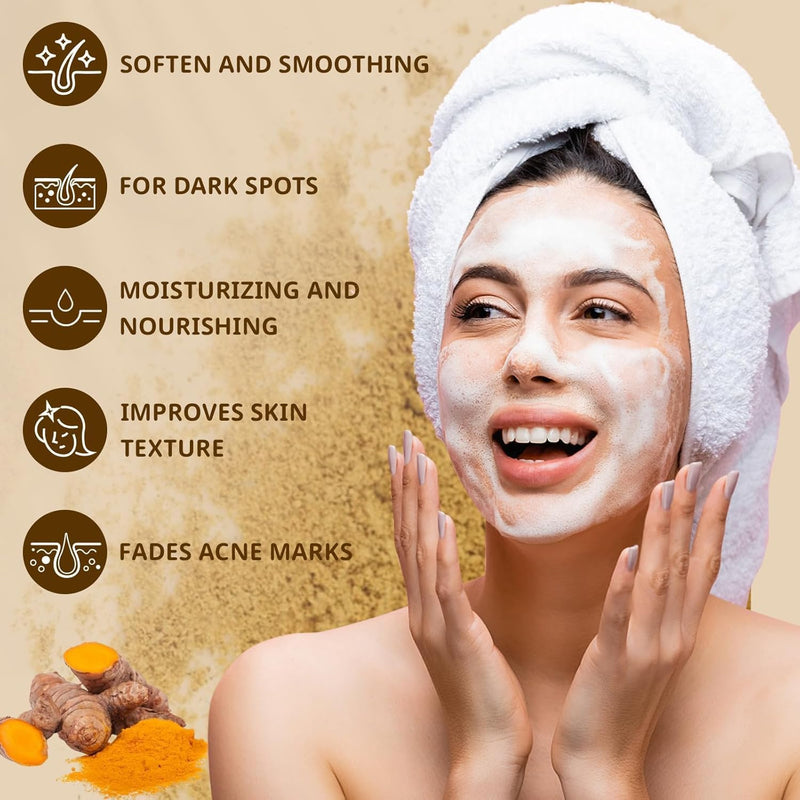 Jabon de Curcuma para Las Manchas, Crema para Manchas Oscuras en La Cara | Jabón para La Cara, Jabón de Cúrcuma Con Vitamina C para Cara y Cuerpo, Piel Hidratante de Piel Sensible Soap, 100g 2 PCS